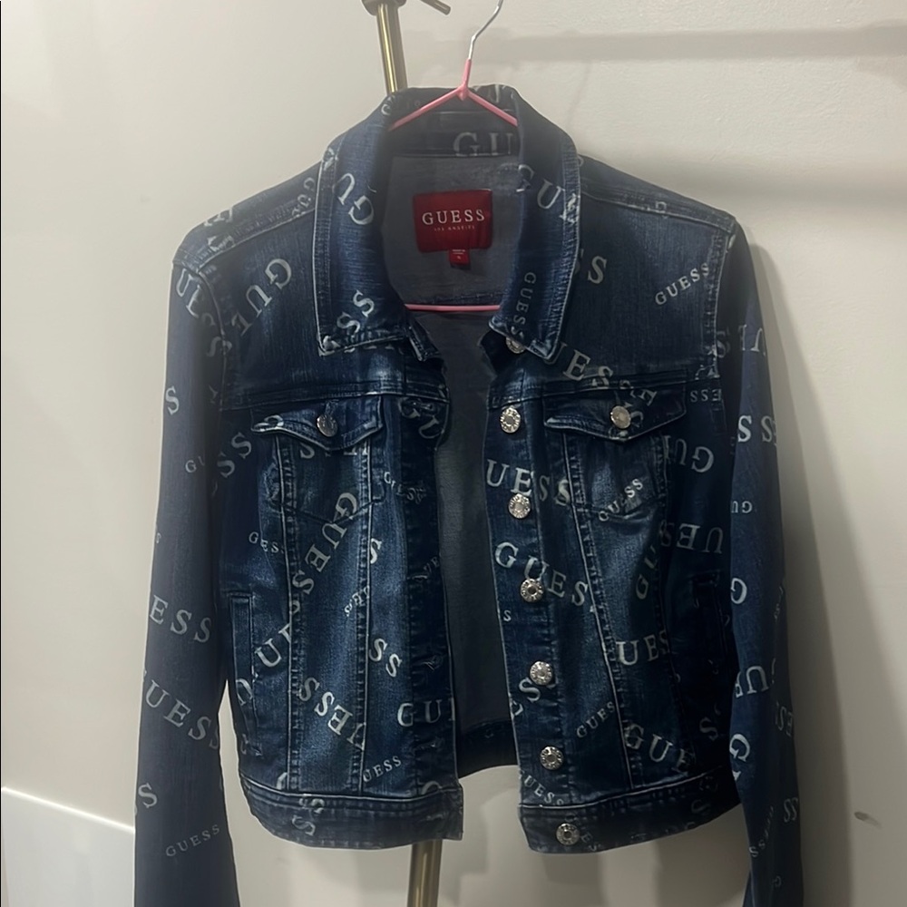GUESS Denim Jacket with Logo Print